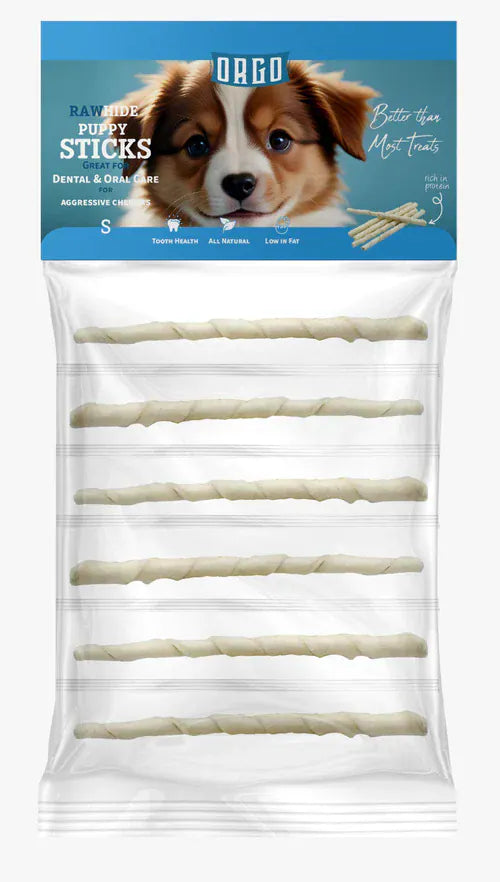 Orgo Dog Orgo Rawhide Sticks For Dog Puppy Dental Oral Care 6  pcs