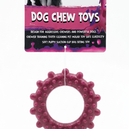 Orgo Dog Orgo Spiky Ring Dog Chew Toy for Dental Care Burgundy