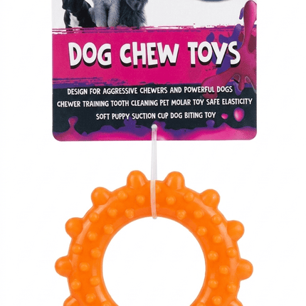 Orgo Dog Orgo Spiky Ring Dog Chew Toy for Dental Care Orange