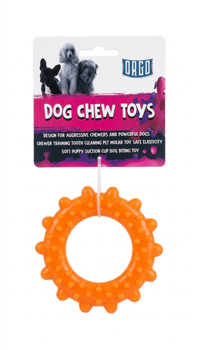 Orgo Dog Orgo Spiky Ring Dog Chew Toy for Dental Care Orange