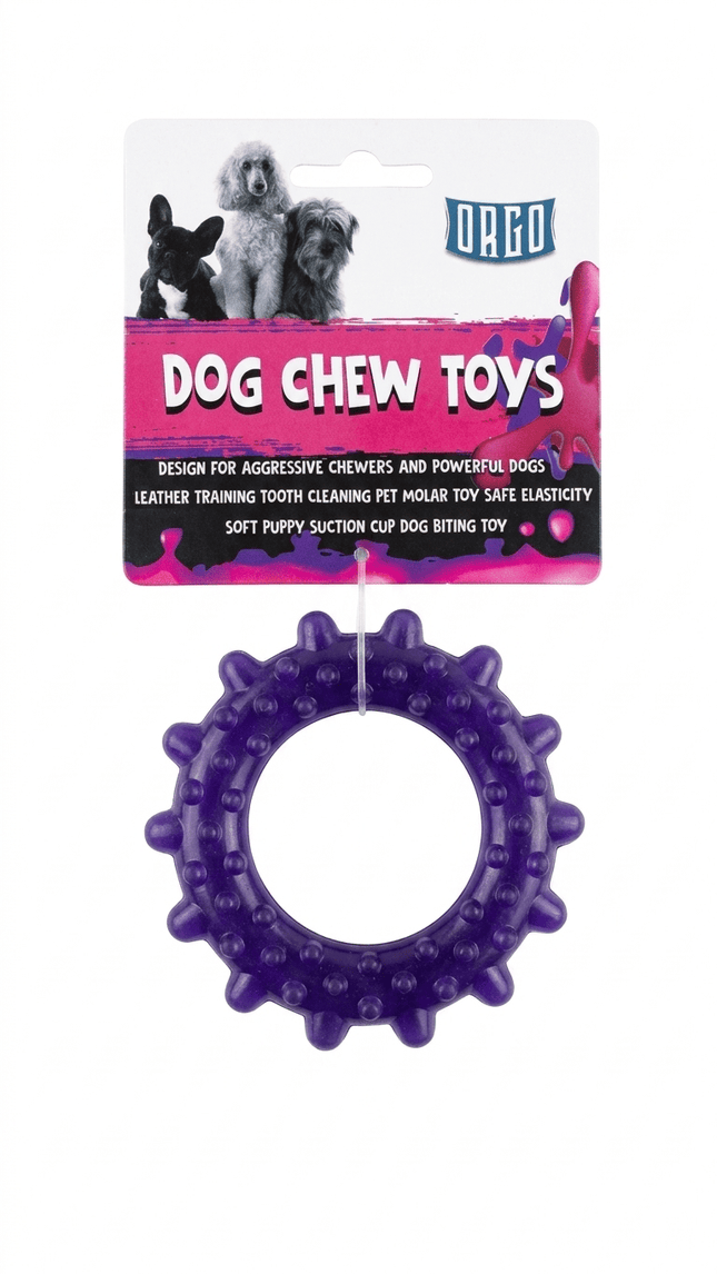 Orgo Dog Orgo Spiky Ring Dog Chew Toy for Dental Care Purple