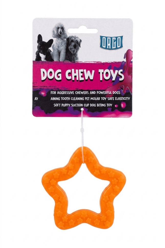 Orgo Dog Orgo Star Shaped Dog Chew Toy for Dental Cleaning Orange