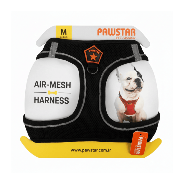 Pawstar Dog Pawstar Medium Black Air Mesh Dog Harness Neck 32-34cm & Waist 44-48cm