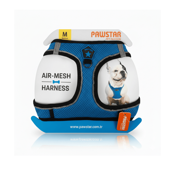 Pawstar Dog Pawstar Medium  Blue Air Mesh Dog Harness Neck 32-34cm & Waist 44-48cm