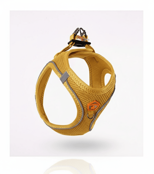 Pawstar Dog Pawstar Medium Gold Air Mesh Dog Harness Neck 32-34cm And Waist 44-48cm