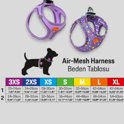 Pawstar Medium Fuchsia Air Mesh Dog Harness Neck 32-34cm And Waist 44-48cm