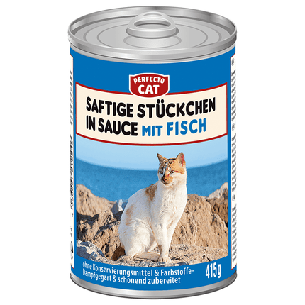 Perfecto Cat Perfecto Cat Juicy pieces in sauce with fish 415g