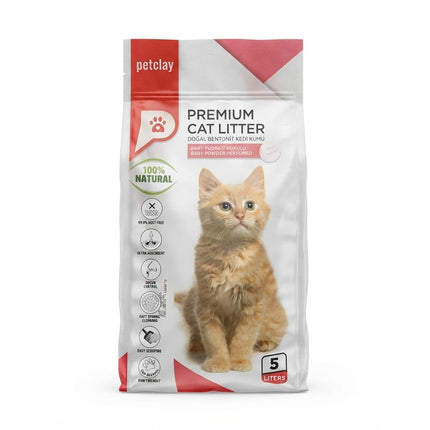 Petclay Cat Litter Petclay Clumping Cat Litter Baby Powder Scent 5 L