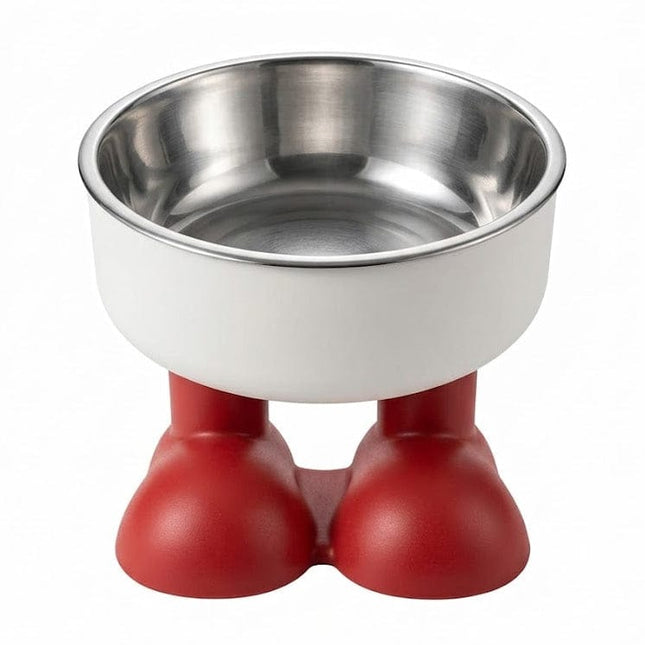 Pete and Pet Cat Pete & More Stainless Steel Pet Food Bowl with Smiley Face & Foot-Shaped Base – Model MM12-324 H/M