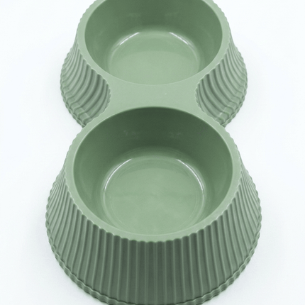Pete and Pet Dog and cat Double Plastic Pet Bowl for Food And Water Sage Green