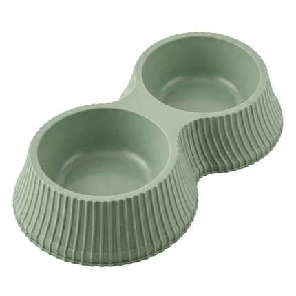 Pete and Pet Dog and cat Double Plastic Pet Bowl for Food And Water Sage Green