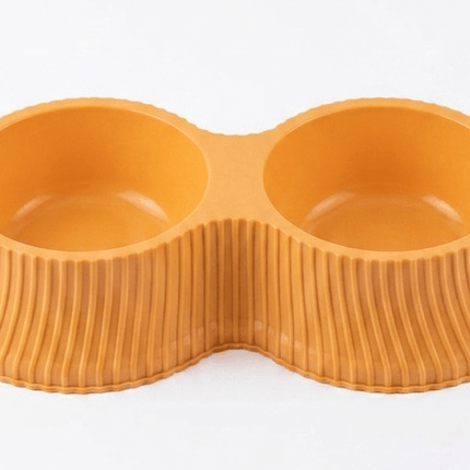 Pete and Pet Dog and cat Double Plastic Pet Bowl for Food And Water Sage Mustard Yellow