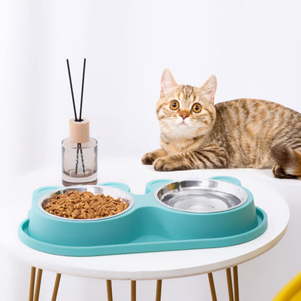 Pete and Pet Dog and cat Double Stainless Steel Bowls for Cats And Small Dogs  Orange