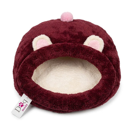 Petmoda Cat Petmoda Plush Covered Pet Bed Ultra Soft Cozy Warm Cave Bed for Cats And Puppies Burgundy 60 ×  55 cm