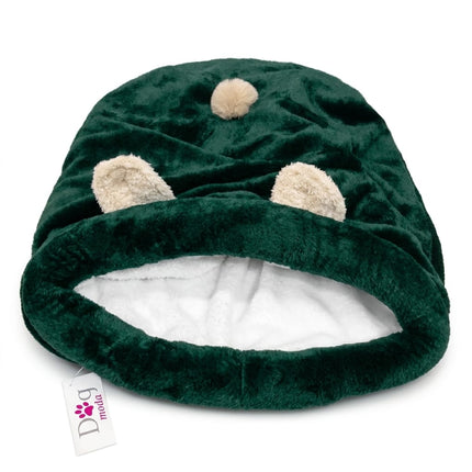 Petmoda Cat Petmoda Plush Covered Pet Bed Ultra Soft Cozy Warm Cave Bed for Cats And Puppies Dark Green 60 ×  55 cm