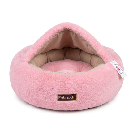 Petmoda Dog and cat Petmoda Soft Plush Covered Cave Pet Bed Ultra Soft Hooded Sleeping Bed for Cats 50 Cm Pink