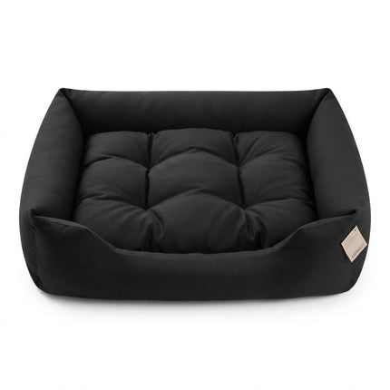Petmoda Dog Petmoda Plush Rectangular Pet Bed with Raised Bolsters Black 80 × 65 cm