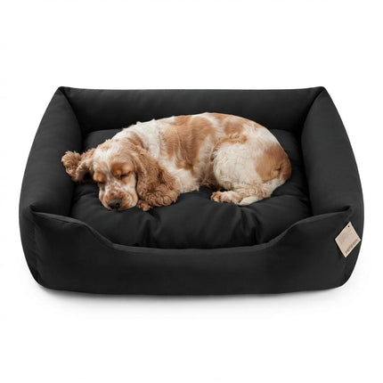 Petmoda Dog Petmoda Plush Rectangular Pet Bed with Raised Bolsters Black 80 × 65 cm
