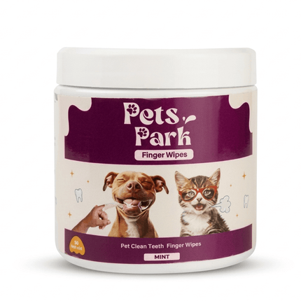 Pets Park Dog and cat Pets Park Mint Pet Teeth Cleaning Finger Wipes for Dogs And Cats 50 Pcs