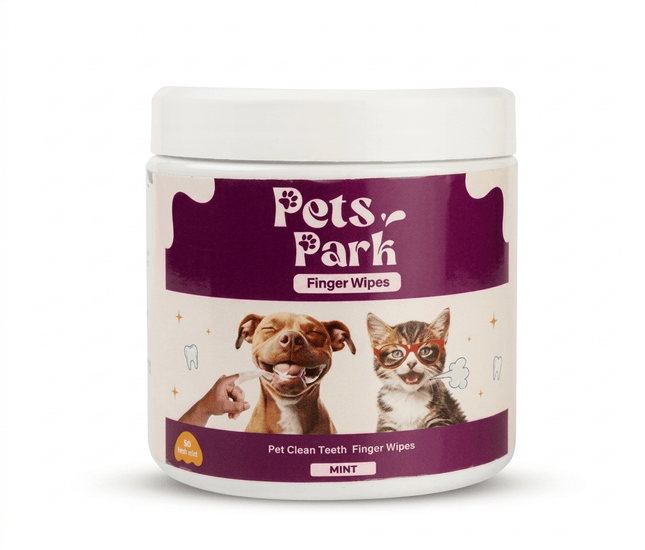 Pets Park Dog and cat Pets Park Mint Pet Teeth Cleaning Finger Wipes for Dogs And Cats 50 Pcs