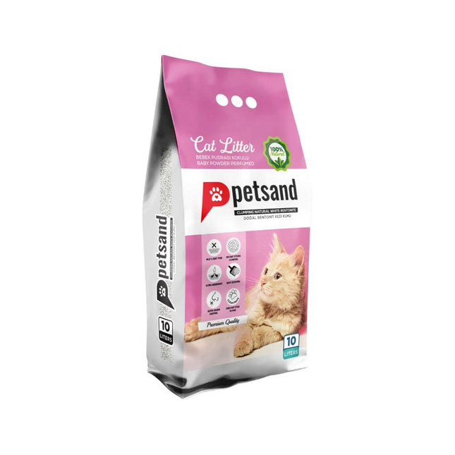 Petsand Cat Litter Petsand White Bentonite Clumping Cat Litter Baby Powder Scent 10 L