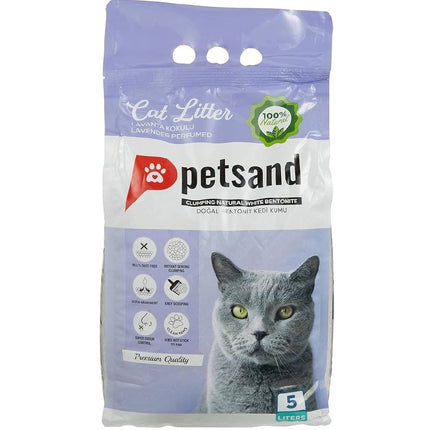 Petsand Cat Litter Petsand White Bentonite Clumping Cat Litter Lavender Scent 5 L