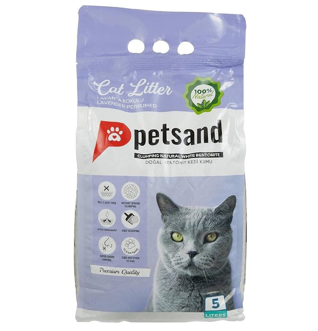 Petsand Cat Litter Petsand White Bentonite Clumping Cat Litter Lavender Scent 5 L
