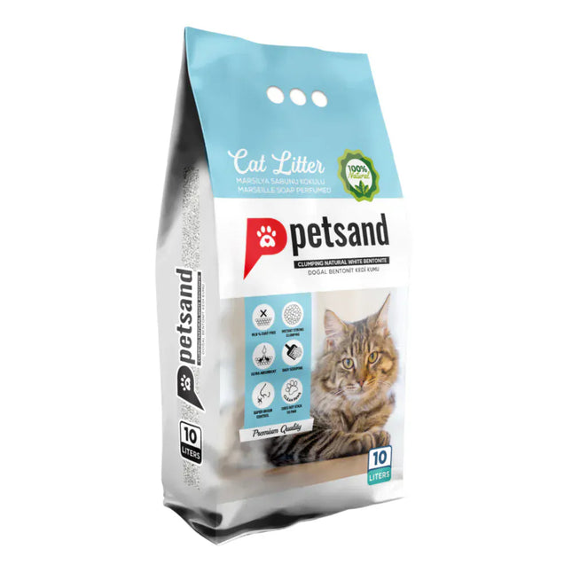 Petsand Cat Litter Petsand White Bentonite Clumping Cat Litter Marseille Soap Scent 5 L
