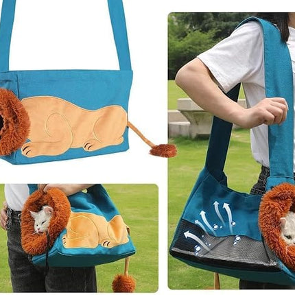 PETTOM Cat Soft Travel Pet Carrier for Cats and Small Dogs Size M Sky blue