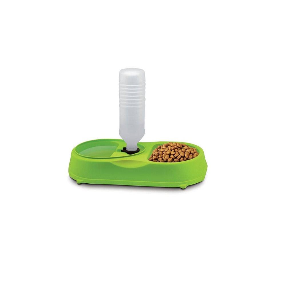 Dual Pet Bowl Finepet Green With Water Refil