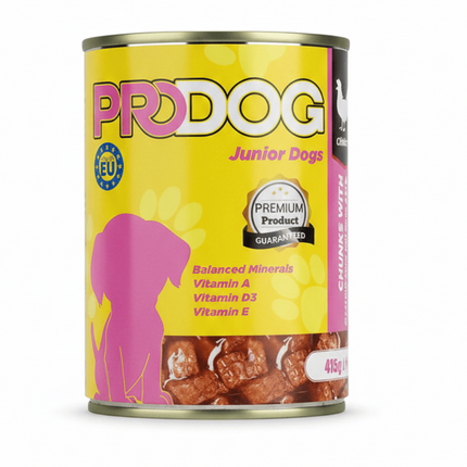 pro dog Dog Pro Dog Puppy Chunks with Chicken in Gravy Complete Wet Food for Puppies 415g