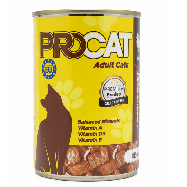 PROCAT Cat Pro Cat Adult Cat Food Chunks with Duck in Gravy  Complete Wet Food 415g