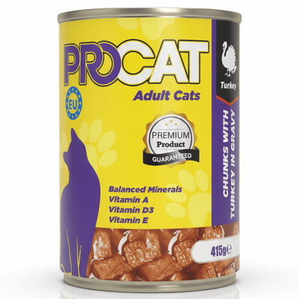 PROCAT Cat ProCat  Chunks with Turkey in Gravy for Adult Cats 415g