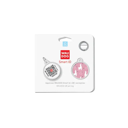 WAUDOG Smart ID QR Pet Tag Llamas Round Pattern 25 mm