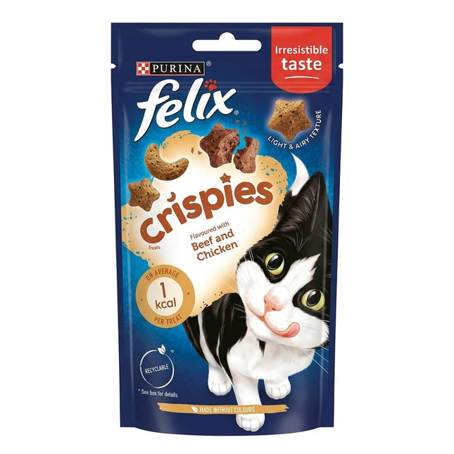 Purina Cat Purina Felix Crispies Cat Treats Beef And Chicken Flavoured Light & Airy Snacks 45g