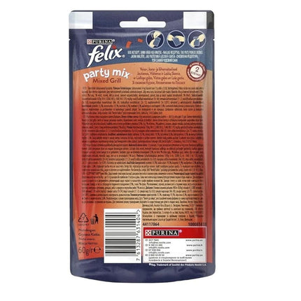 Purina Cat Purina Felix Party Mix Mixed Grill with Chicken Beef and Salmon 60 g Snacks Treats for Cats