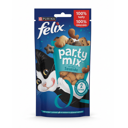 Purina Cat Purina Felix Party Mix Seaside with Salmon Pollock and Trout 60 g Snacks Treats for Cats