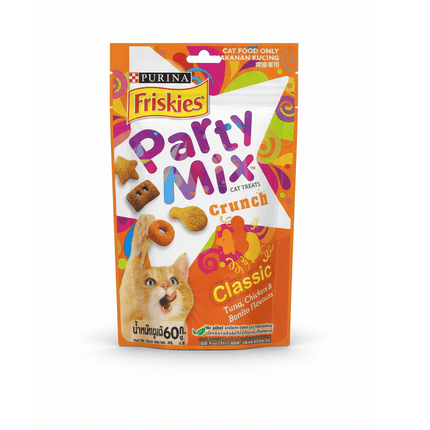 Purina Cat Purina friskies party mix  crunch classic tuna for chicken and bonito flavours 60 g