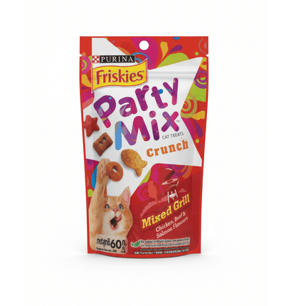 Purina Cat Purina friskies party mix  crunch mixed grill chicken for beef and salmon flavours