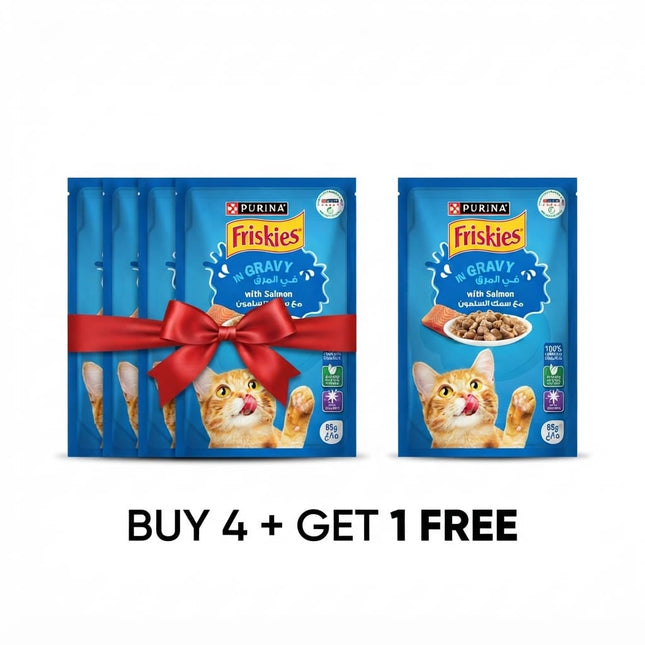 Purina Cat Purina Friskies Salmon In Gravy Pouch 85g Buy 4 Get 1 Free
