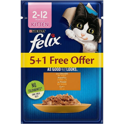 Purina FELIX Cat Purina FELIX® As Good As it Looks Chicken in Jelly Wet Food 85gm 5+1 Free Offer