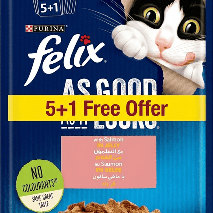 Purina Felix Cat Purina Felix® As Good As It Looks with Salmon in Jelly 85gm 5+1 Free Offer