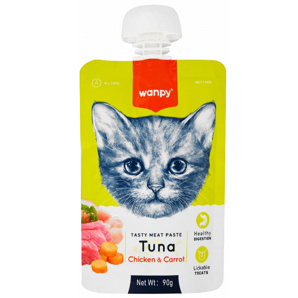 Wanpy Cat Treat Paste with Chicken and Carrot and Tuna 90 gr