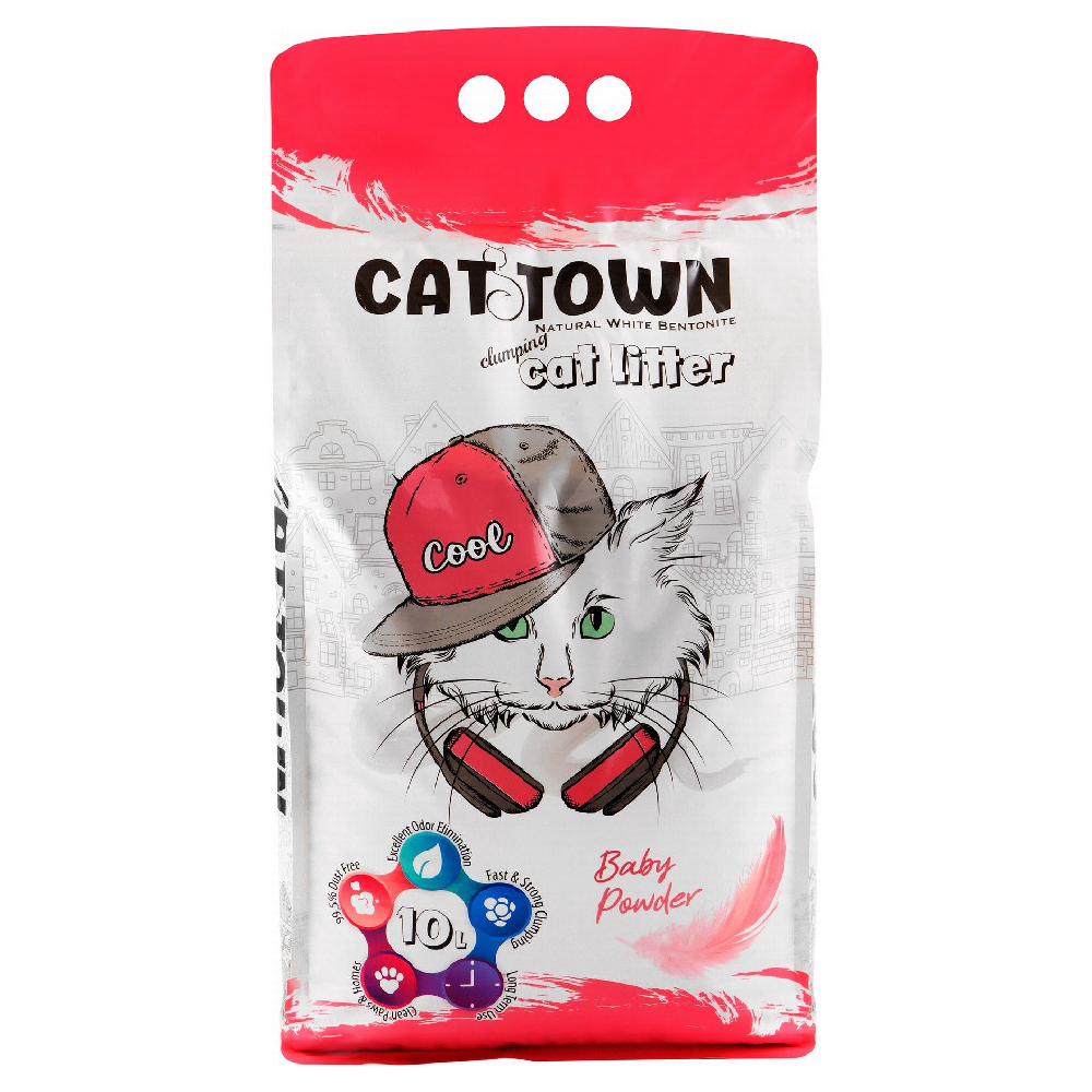 Cat Town White Bentonite Clumping Cat Litter Baby Powder Scent 5 L