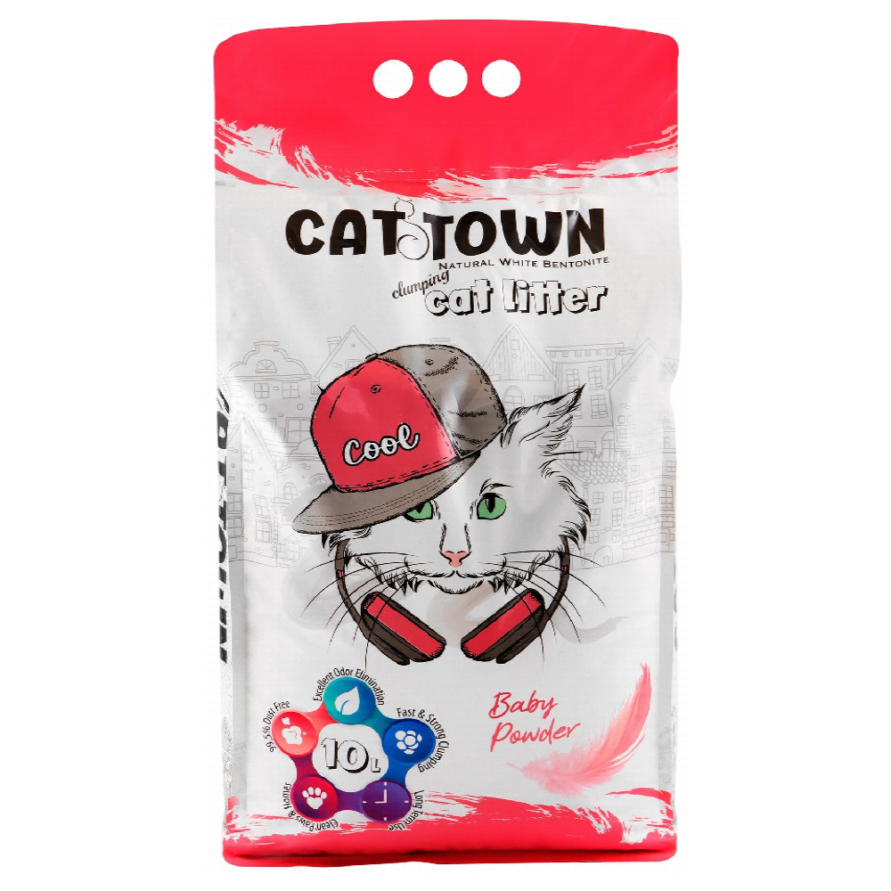 Cat Town White Bentonite Clumping Cat Litter Baby Powder Scent 10 L