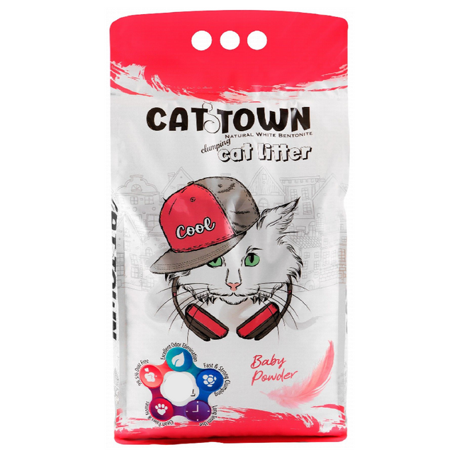 Cat Town White Bentonite Clumping Cat Litter Baby Powder Scent 20 L