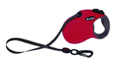 Doco small Red and gray 4m Reflective and Retractable Leash for Dogs Up to 10kg