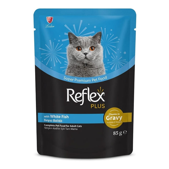 Reflex Cat Reflex Plus Super Premium Wet Food for Adult Cats White Fish in Gravy 85g