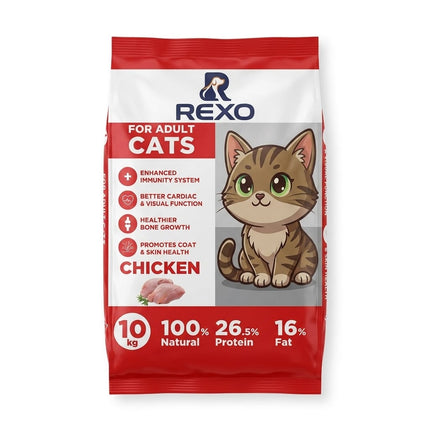 Rexo Dog Rexo Dry Cat Food for Adult Cats Chicken Flavor 10kg