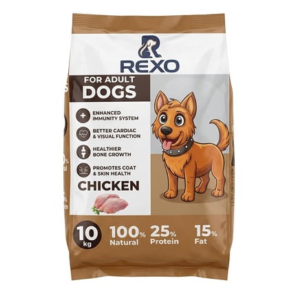 Rexo Dog Rexo Dry Dog Food for Adult Dogs Chicken Flavor 10kg